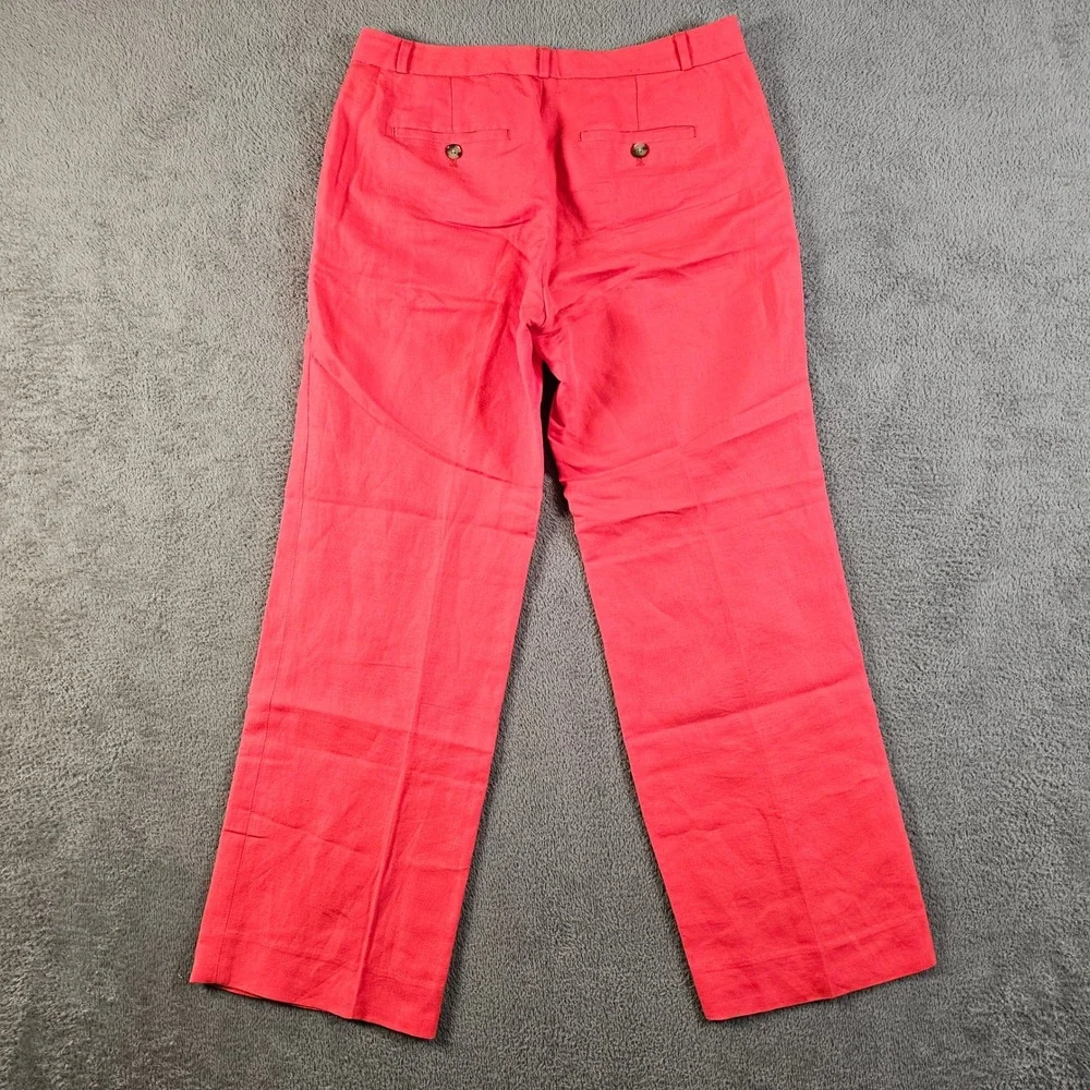 Banana Republic Logan Coral Pink Linen Blend Straight Leg Trousers Pants 6